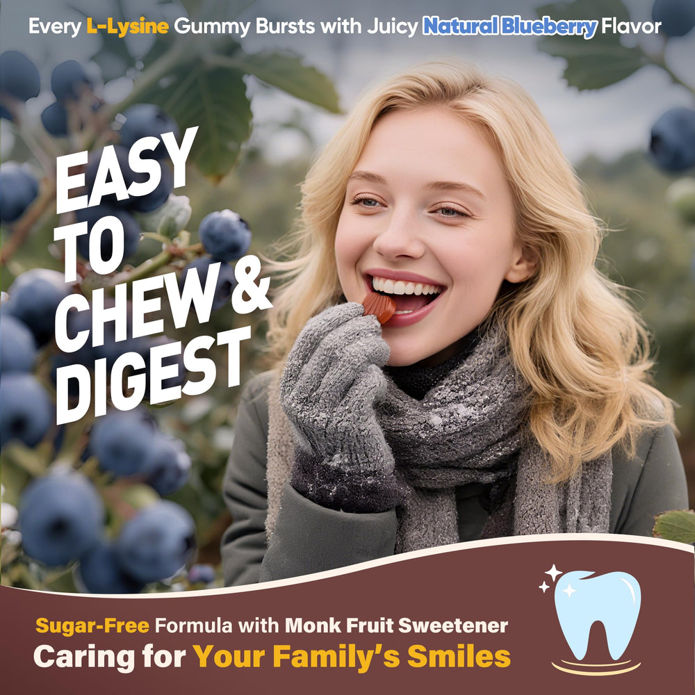 EnvyCure L-Lysine Gummies blueberry flavor close-up