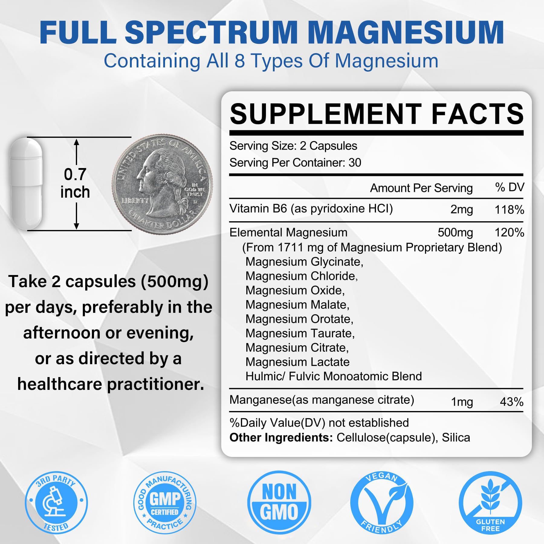 EnvyCure Magnesium Complex capsules highlighting eight magnesium forms for balance