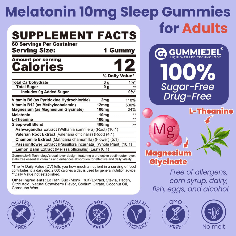 EnvyCure Melatonin Gummies label close-up highlighting vegan and sugar-free formula.