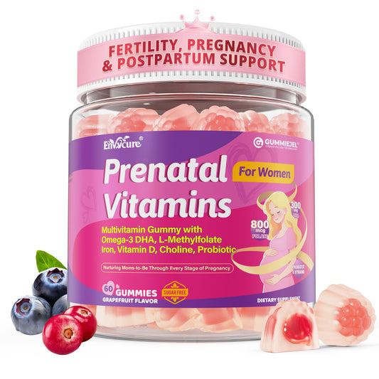 EnvyCure Prenatal Vitamins bottle for easy daily intake and maternal support.