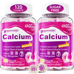 EnvyCure sugar-free calcium citrate gummies bottle highlighting vegan bone support