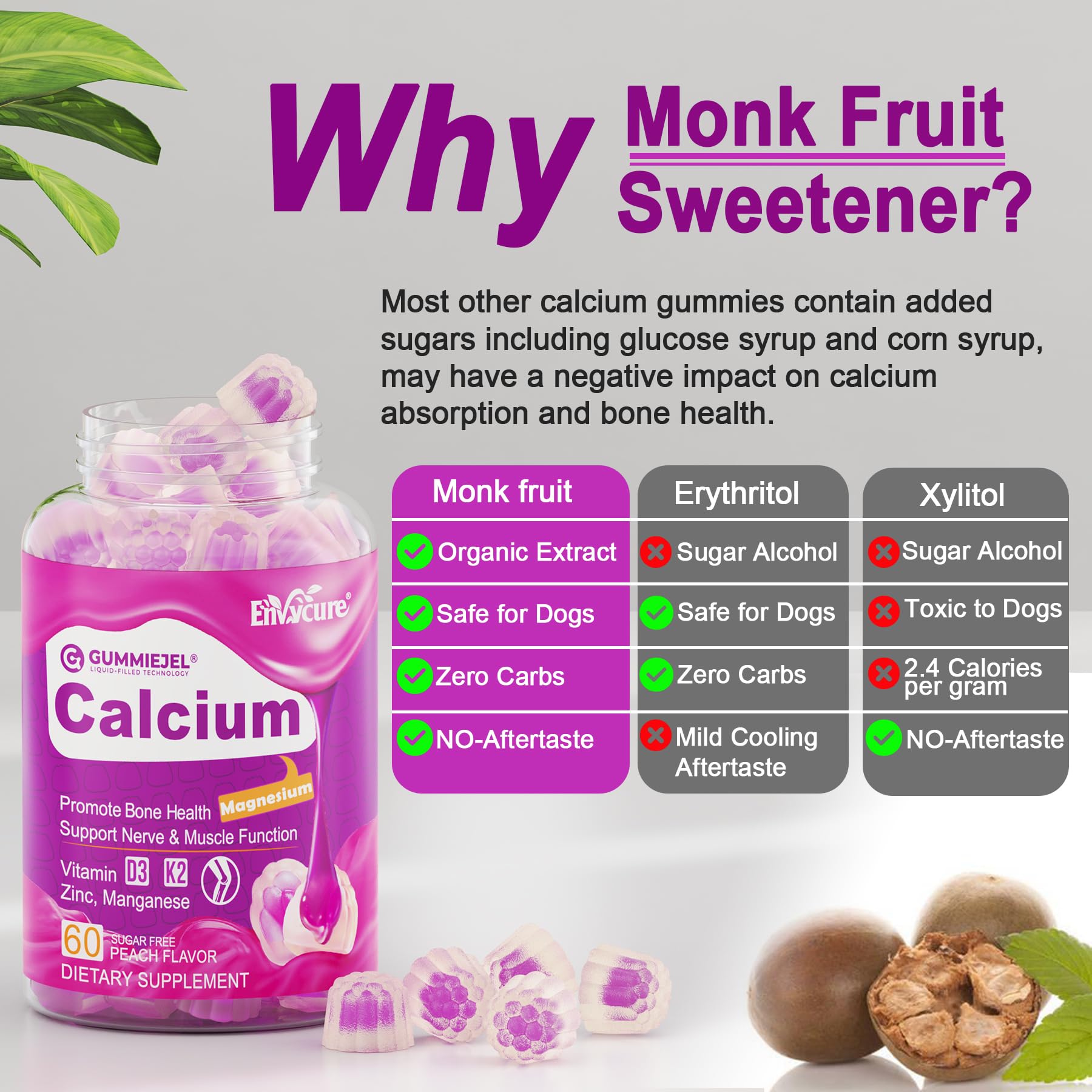 EnvyCure daily routine gummies on a countertop scene