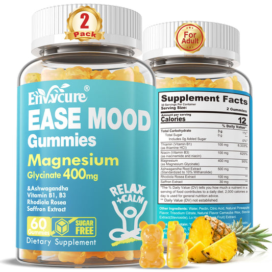 EnvyCure Sugar-Free Magnesium Gummies bottle front for convenient daily wellness.