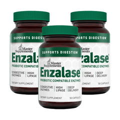 Enzalase master supplements bottle front displaying vegan enzymes for digestive support.