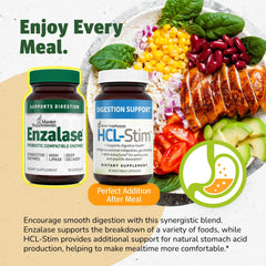 Enzalase ingredients plant-based enzymes surface emphasizes vegan, gluten-free formulation.