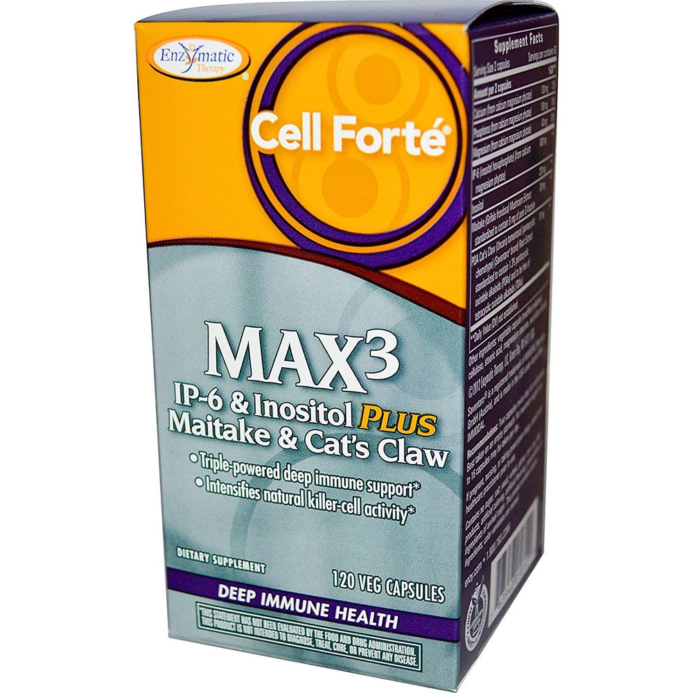 Enzymatic Therapy Cell Forte Max3 IP-6 with Maitake and Cats Claw bottle for immune support