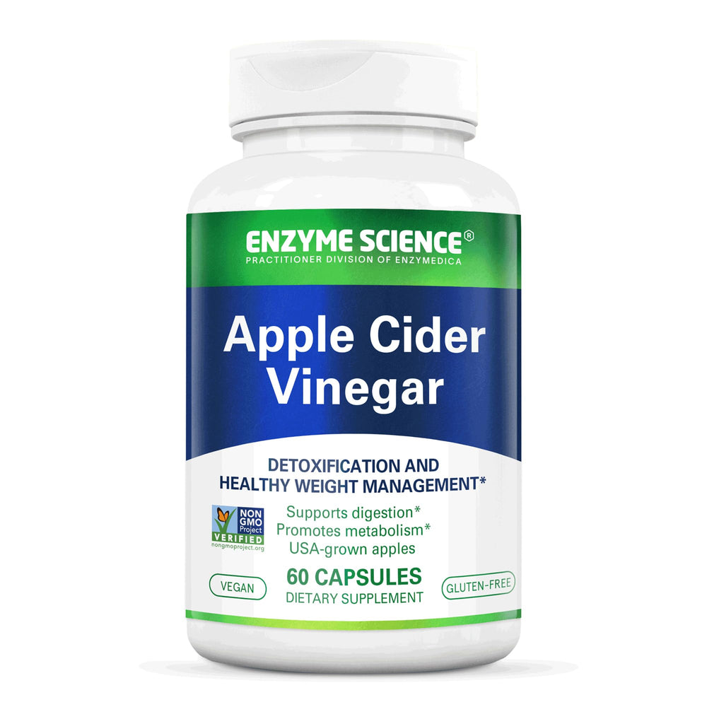 Enzyme Science Apple Cider Vinegar bottle showcases organic ingredients for daily digestive comfort