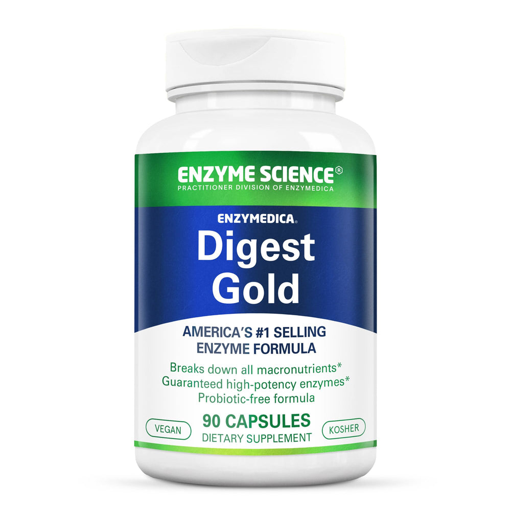 Enzyme Science Digest Gold bottle pour shows quick meal comfort support