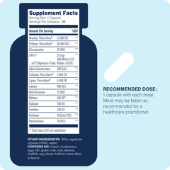 Digest Gold capsules poured from bottle imply fast-acting meal relief