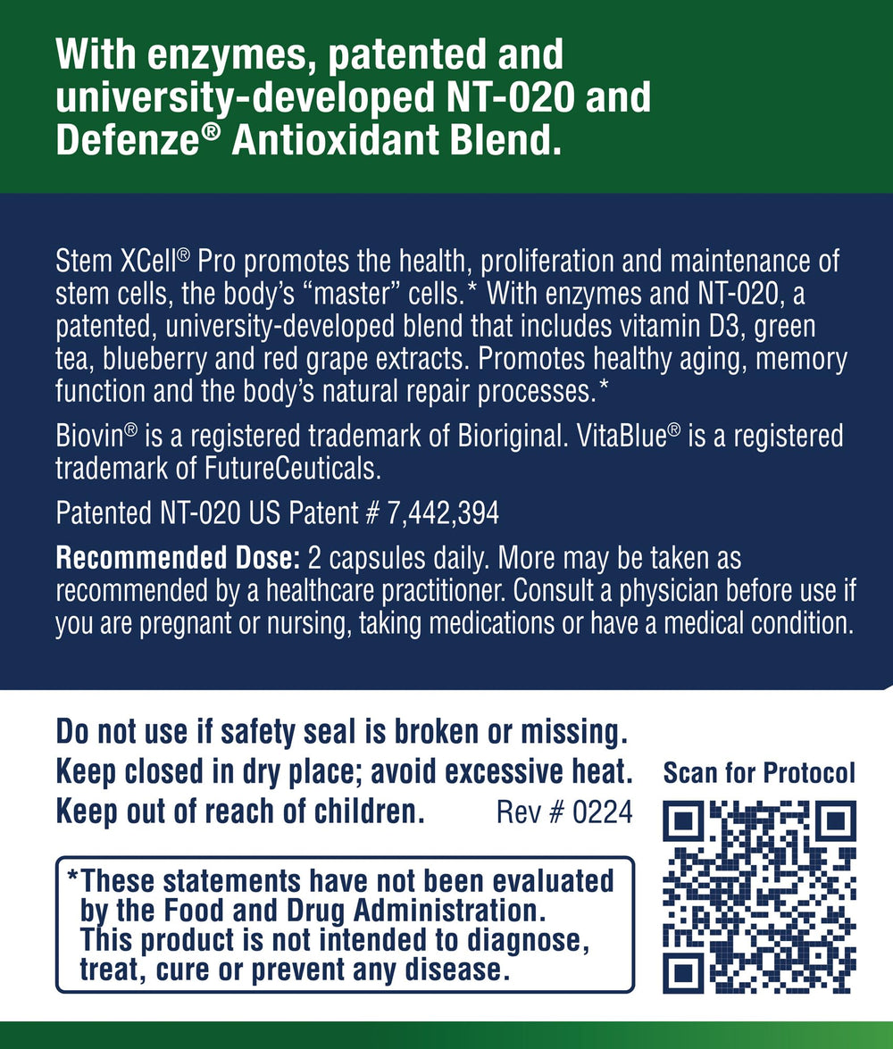 Enzyme Science Stem XCell Pro label detail and formulation notes