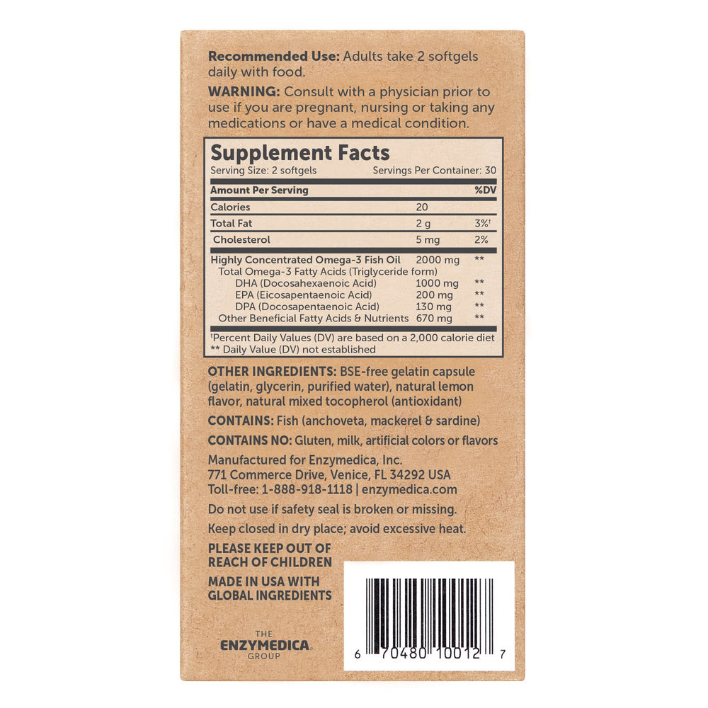 Enzymedica Aqua Biome omega-3 softgels closeup, smooth capsules