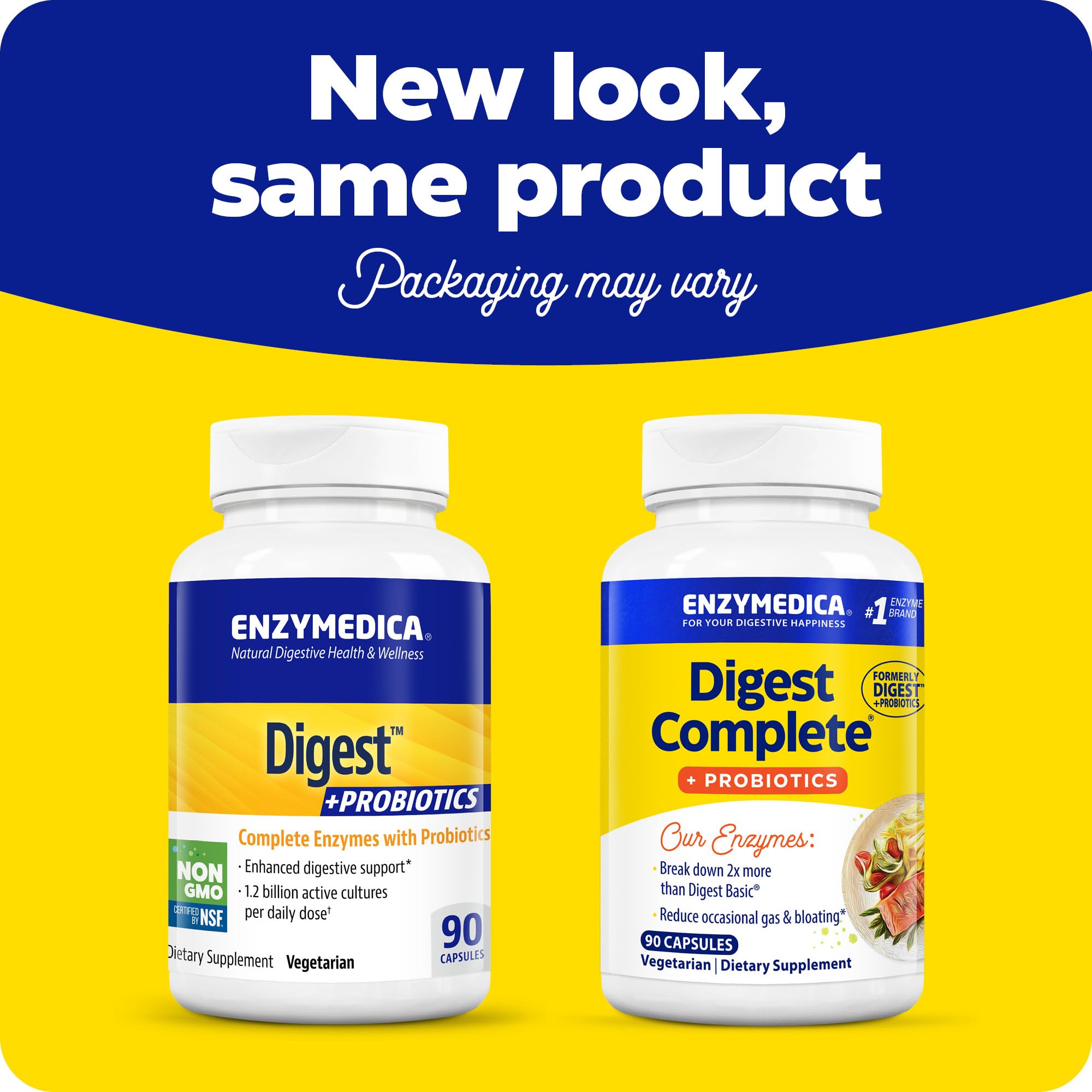 Digest Complete Probiotics bottle showing 800 million CFU per capsule.