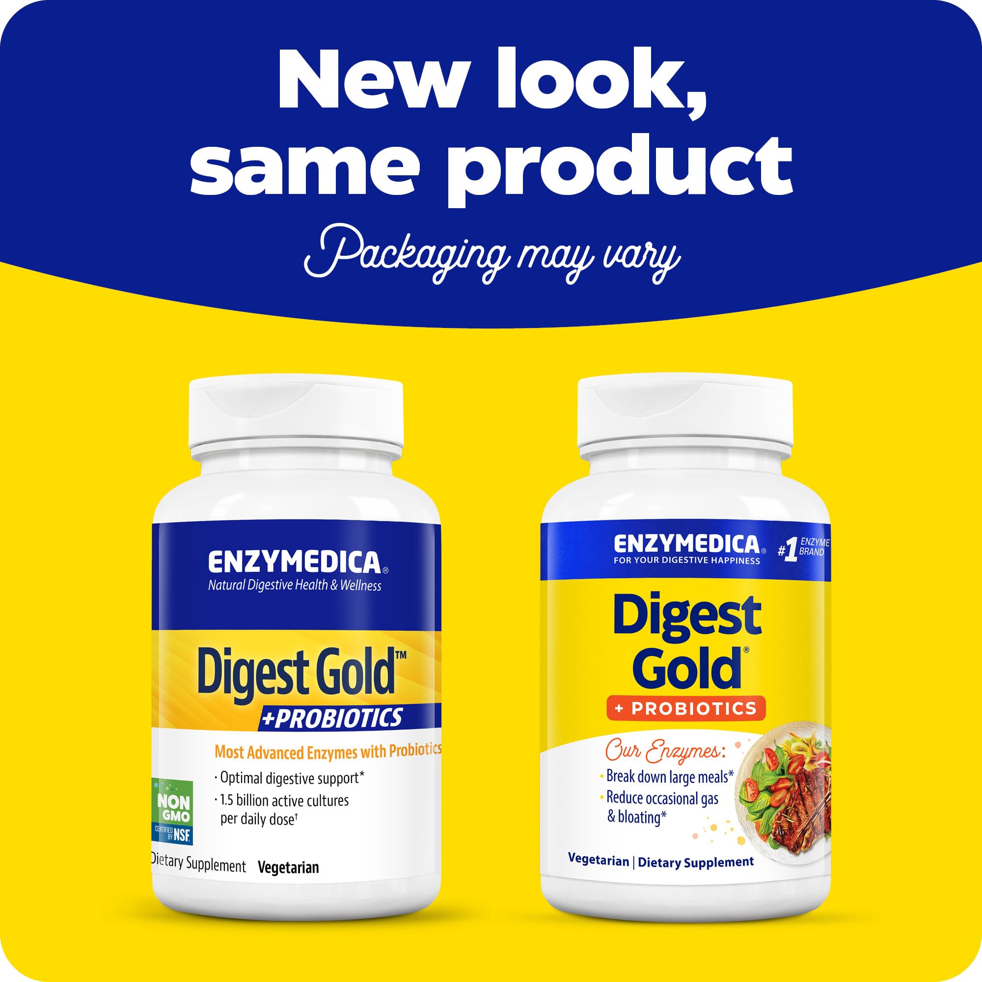 Close-up of Digest Gold capsules highlighting Thera-blend enzymes.