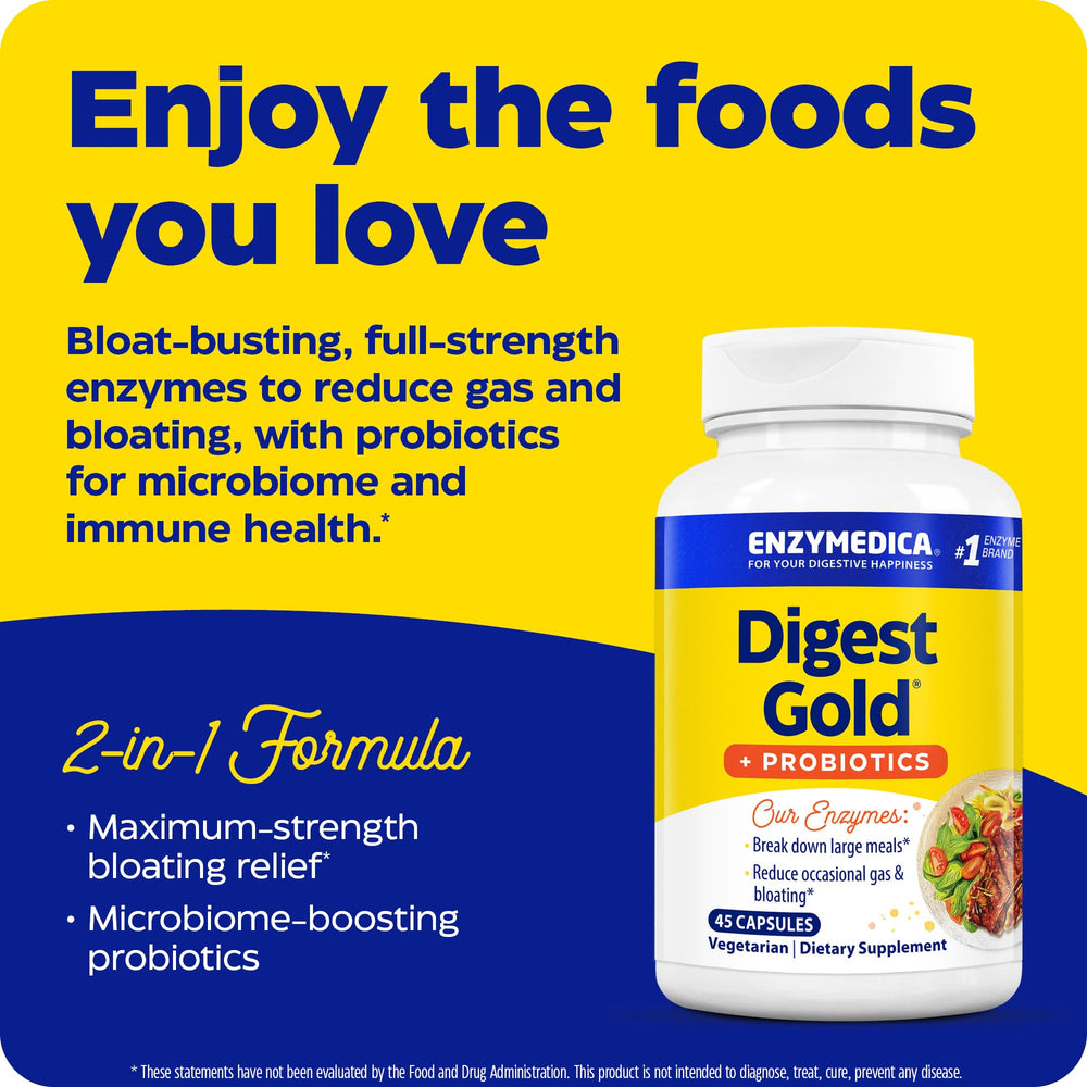 Digest Gold capsules ready for daily use with meals.