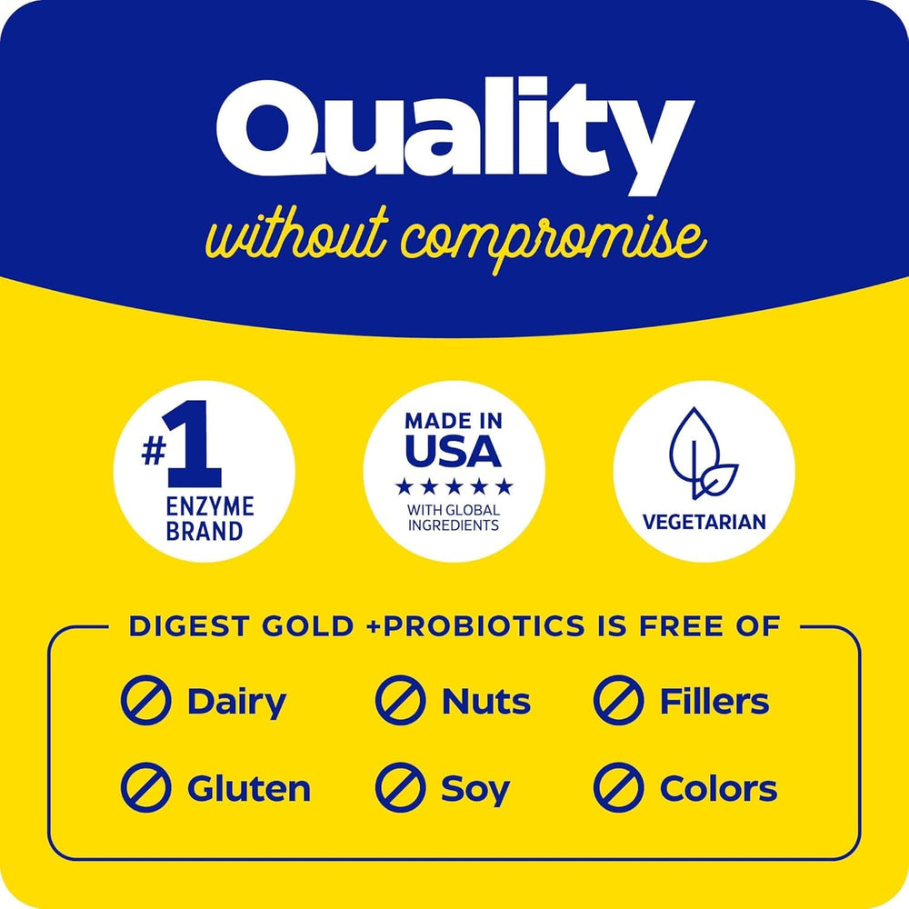 Enzymedica Digest Gold packaging close-up communicates certifications.