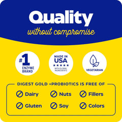 Enzymedica Digest Gold packaging close-up communicates certifications.