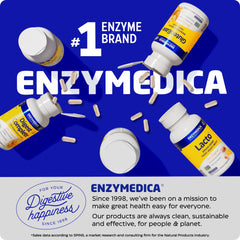 Enzymedica Digest Spectrum bottle side-view shows portable digestive aid for dining out.