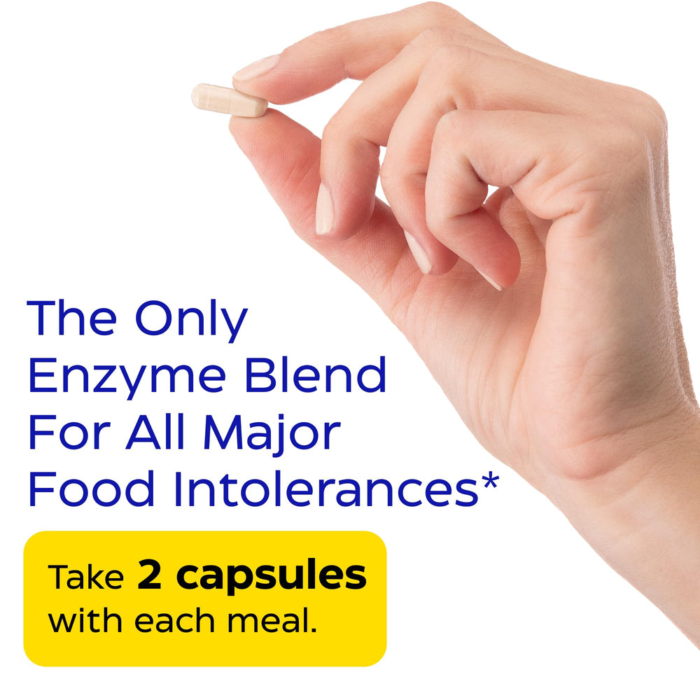 Enzymedica Digest Spectrum gluten-lactose-icon panel hints at intolerance relief options.