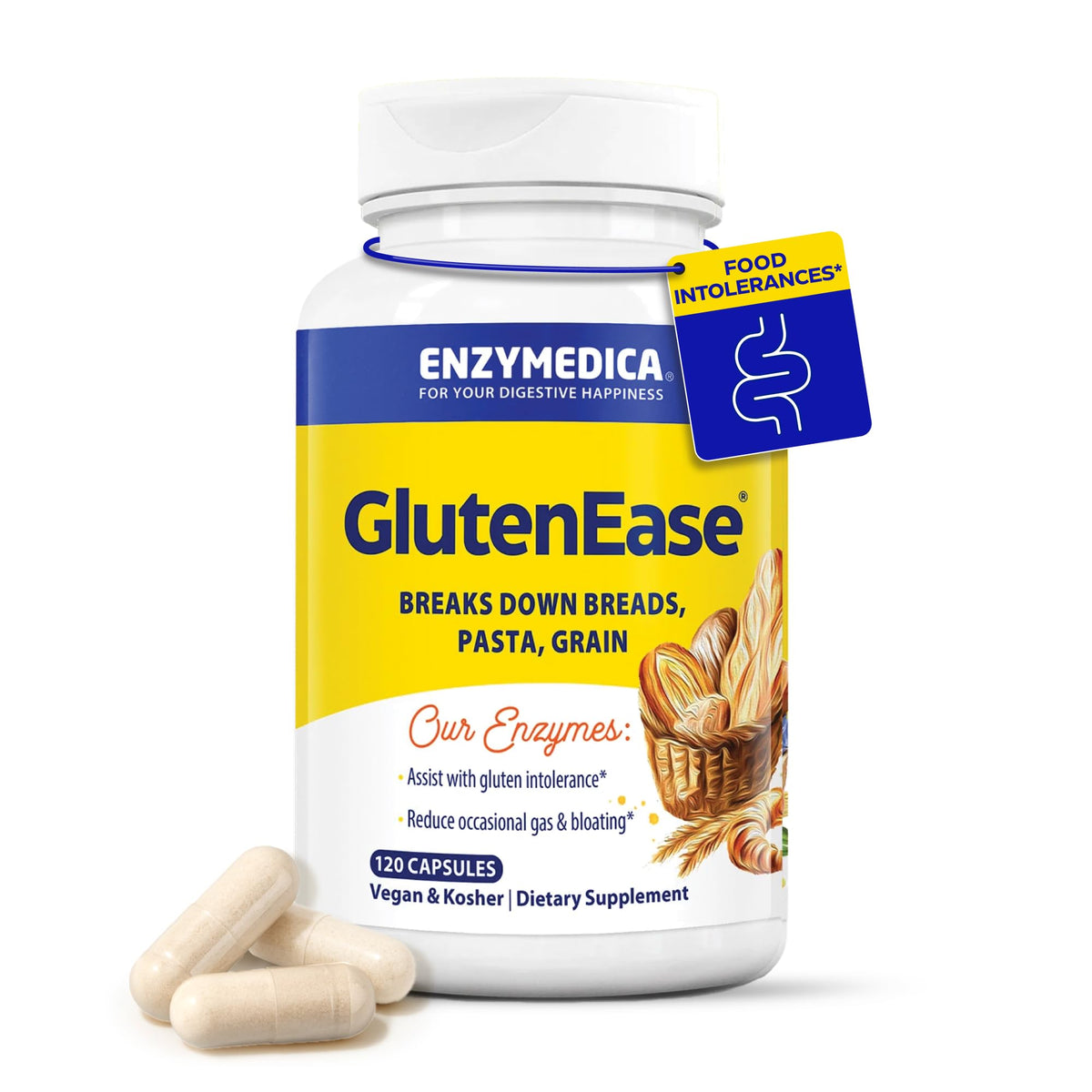 Enzymedica GlutenEase bottle front for quick gluten digestion support