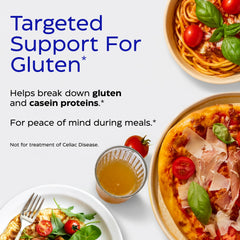 GlutenEase label shows DPP-IV and Thera-blend enzyme technology