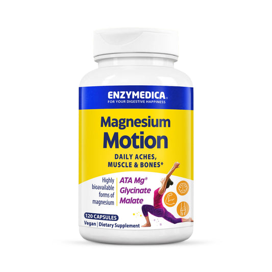 Enzymedica Magnesium Motion bottle front with triple magnesium blend for daily support