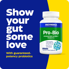 Enzymedica Pro-Bio capsule close-up highlights 10 billion CFU per dose for daily use