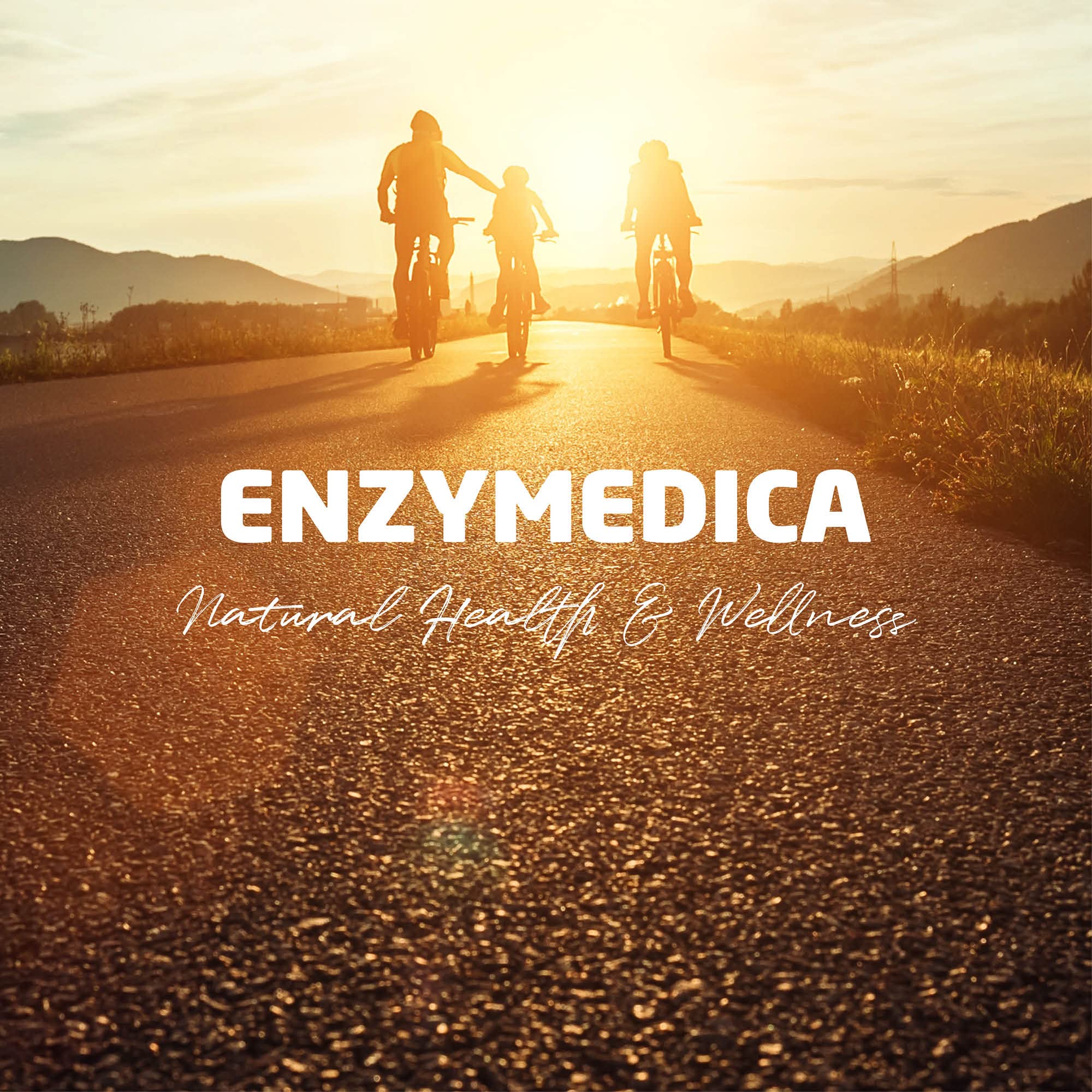 Enzymedica Repair Gold capsules on countertop with glass of water.