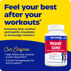 Close view of Repair Gold capsules in a gluten-free, soy-free formula