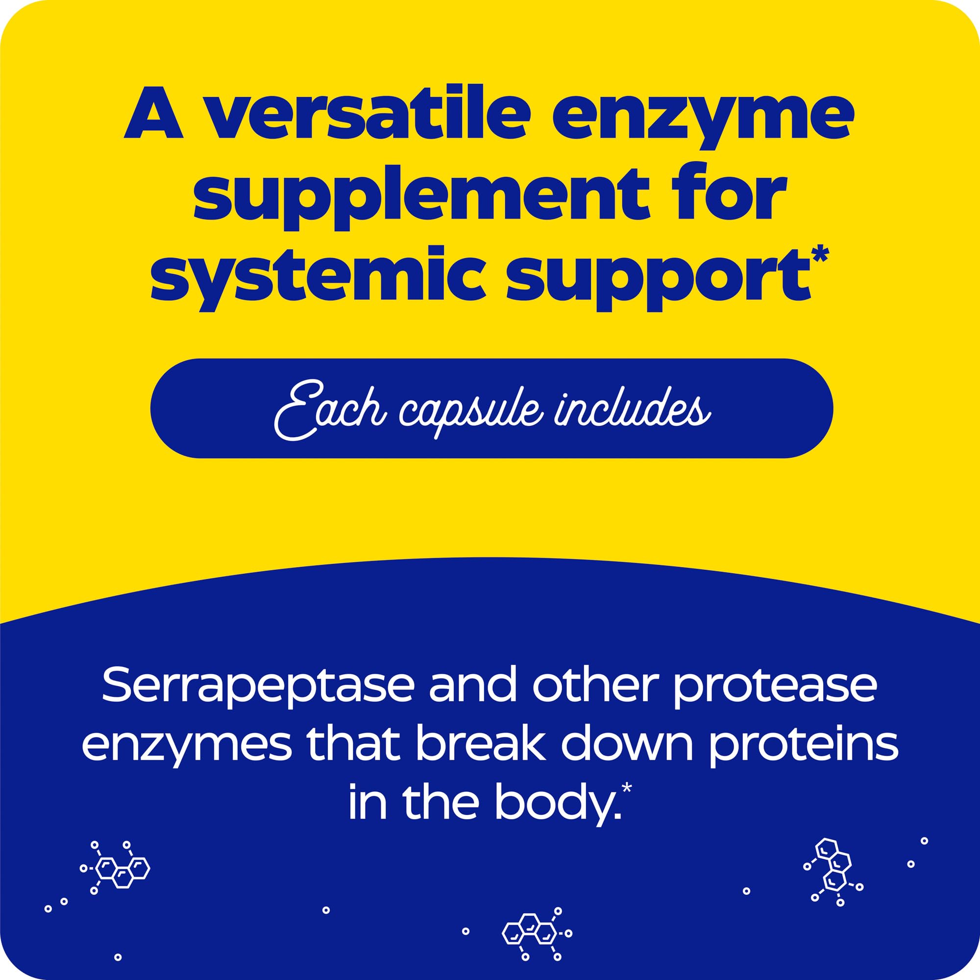 Enzymedica SerraGold dosing instruction illustrates daily empty-stomach timing.