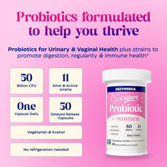 Enzymedica SubCulture Women daily-use capsule with water during morning routine.