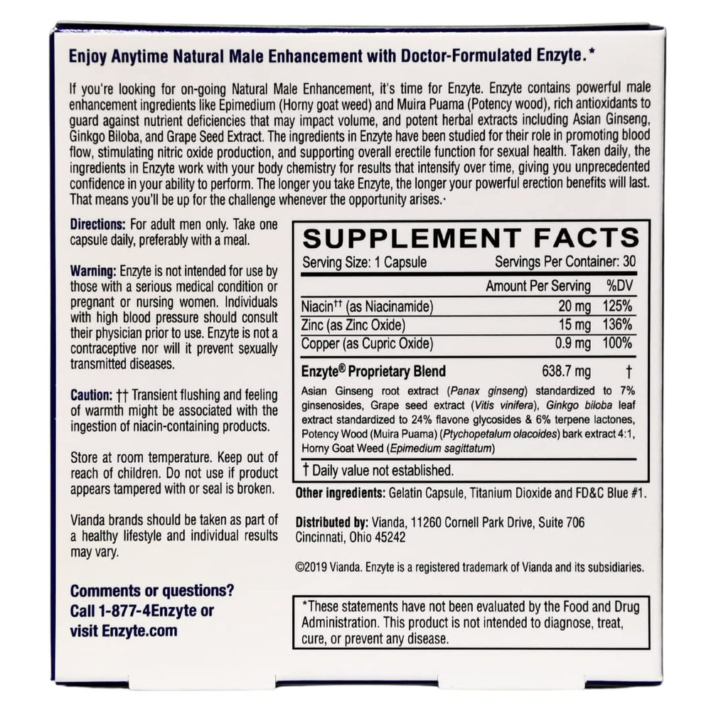 Enzyte label-front showing trusted, doctor-formulated natural ingredients.