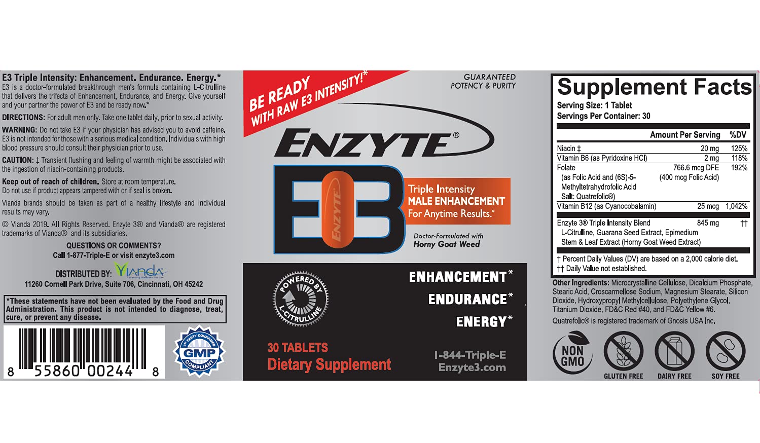 Made in USA GMP labs badge signaling quality control for Enzyte3.