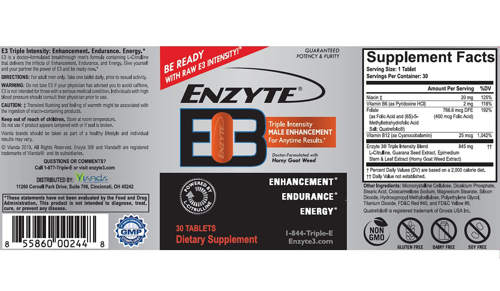 Made in USA GMP labs badge signaling quality control for Enzyte3.