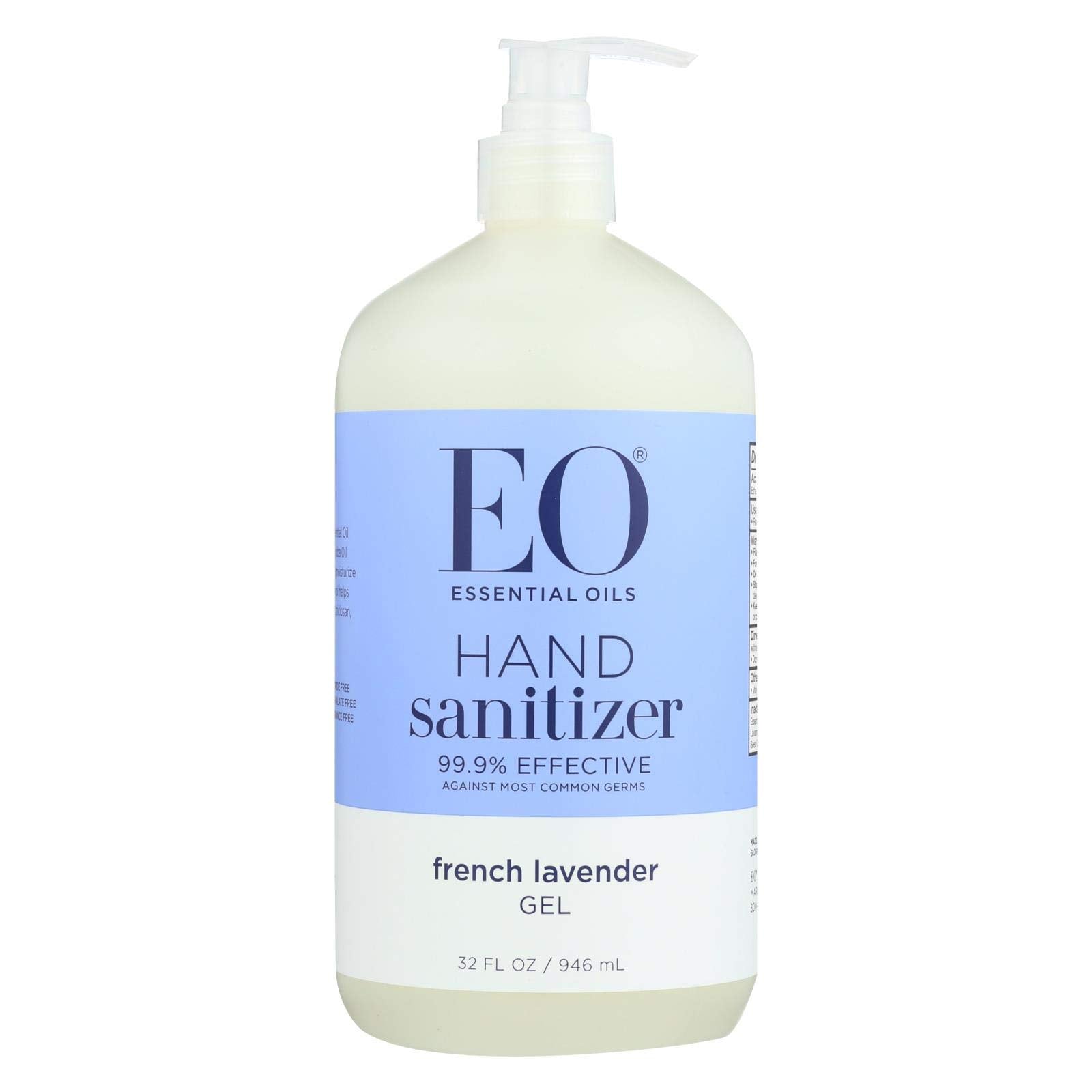 EO Lavender hand sanitizer bottle for on-the-go disinfection with a subtle lavender aroma.