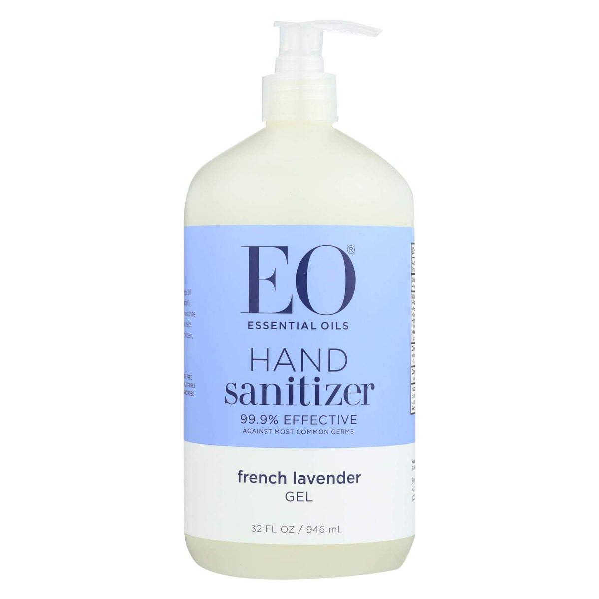 EO Lavender hand sanitizer bottle for on-the-go disinfection with a subtle lavender aroma.