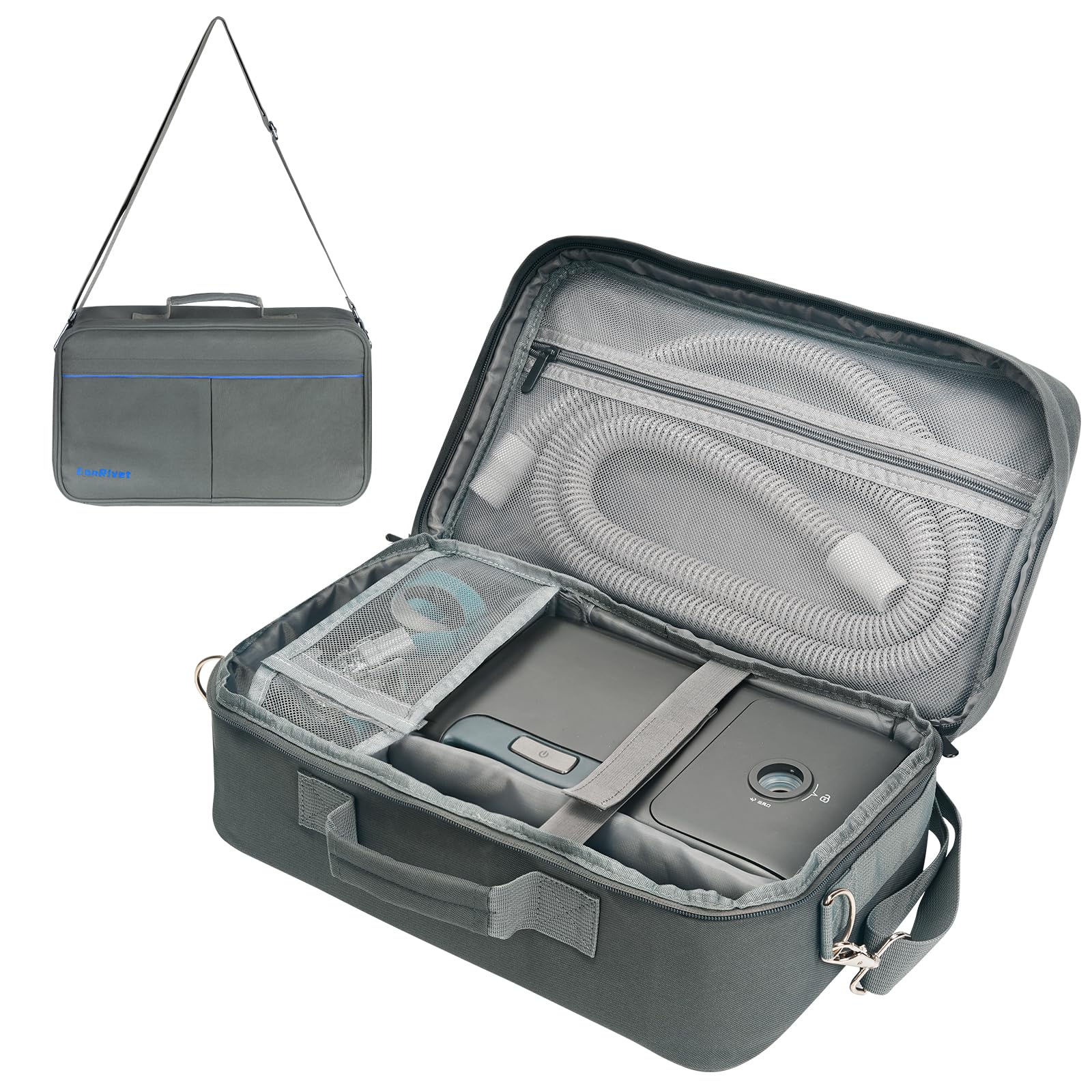 EonRivet Premium CPAP Travel Bag front view with organized storage for ResMed AirSense