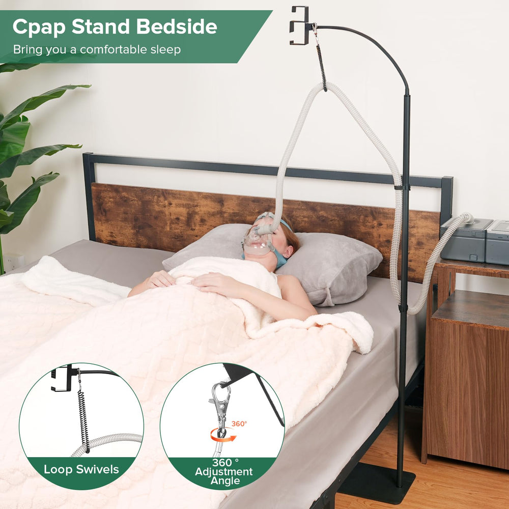 Travel-ready CPAP hose holder fits in luggage or hotel rooms.