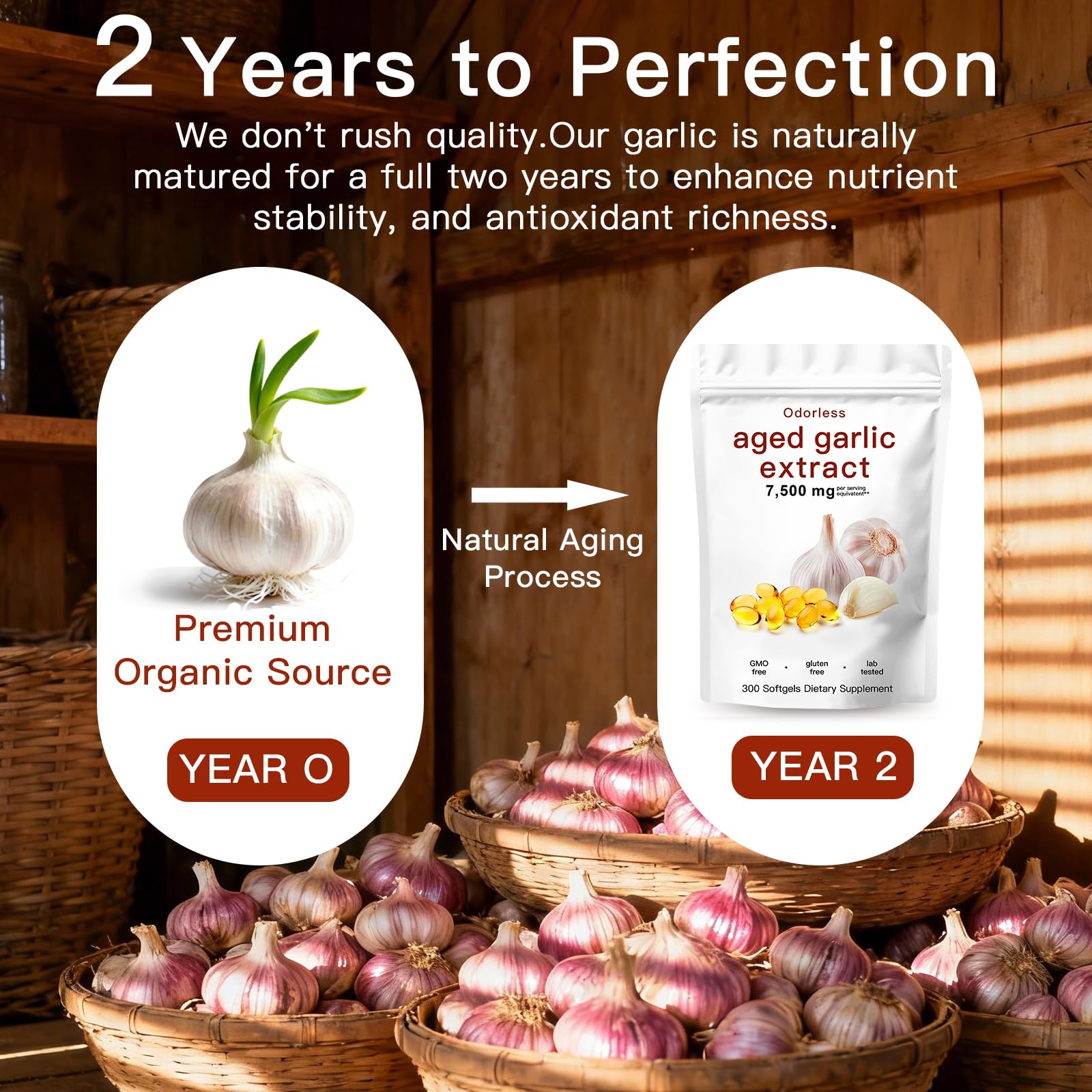 EOQIFJM 300-count garlic capsules pack for convenient daily wellness