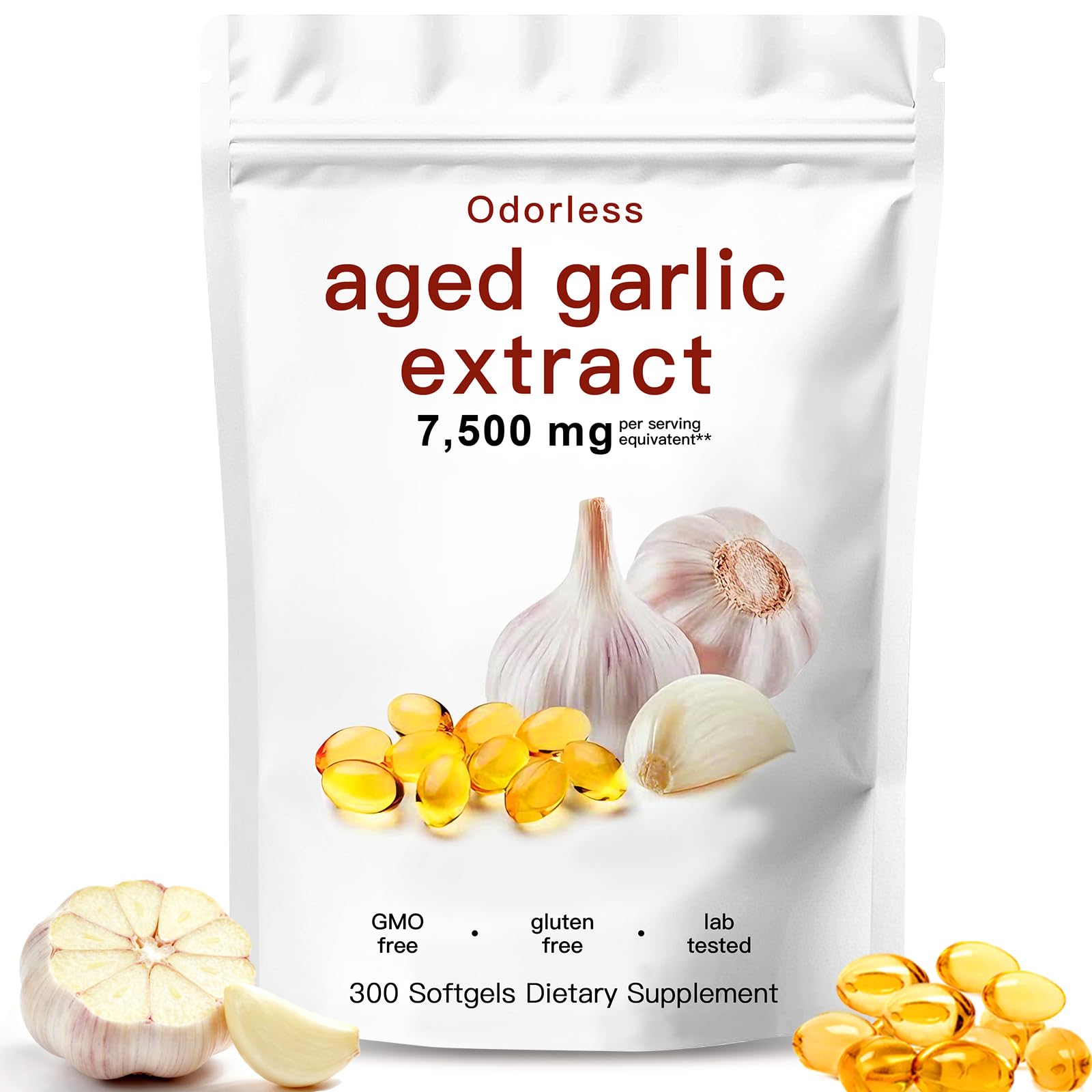EOQIFJM aged garlic extract odorless softgels bottle for daily heart and immune support