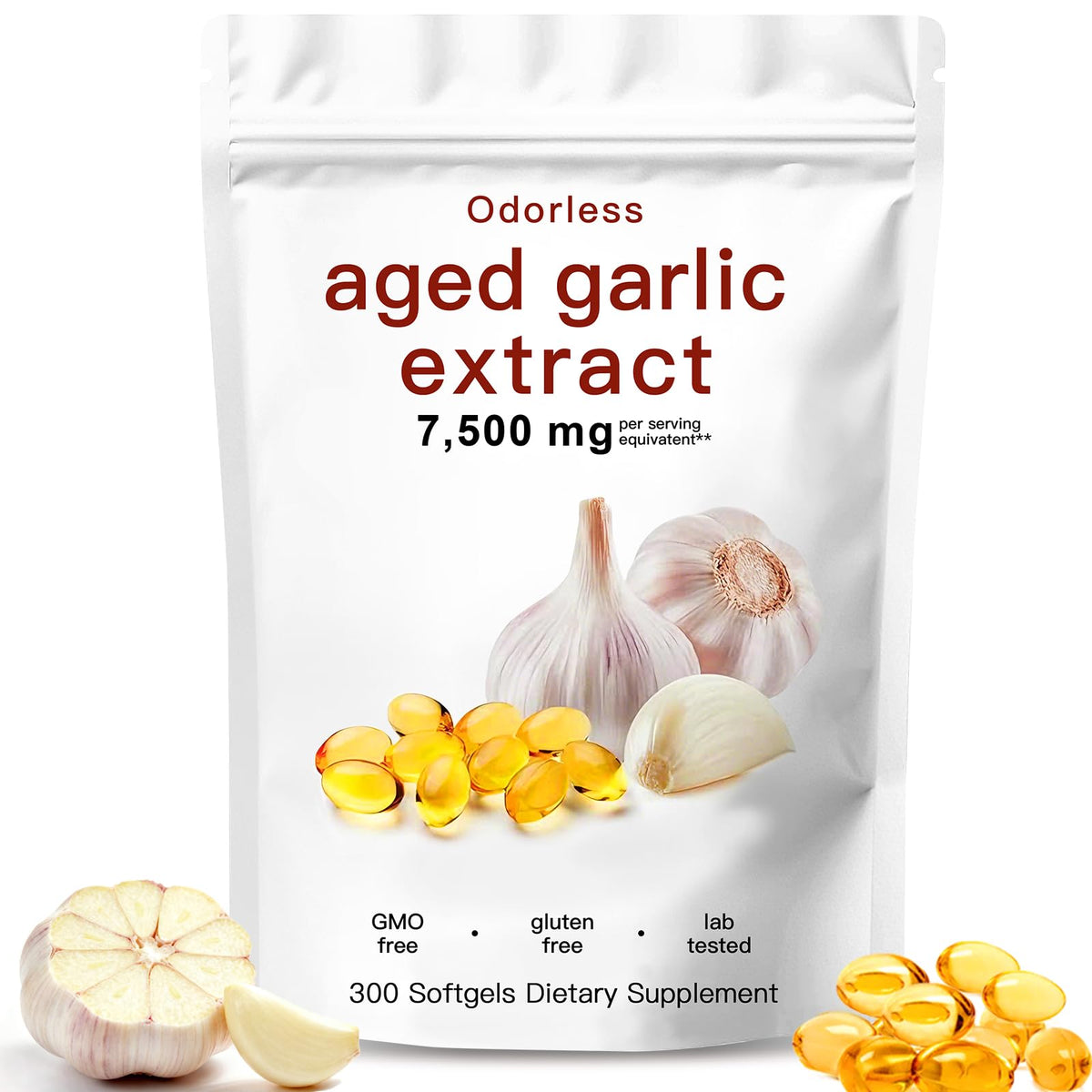 EOQIFJM aged garlic extract odorless softgels bottle for daily heart and immune support
