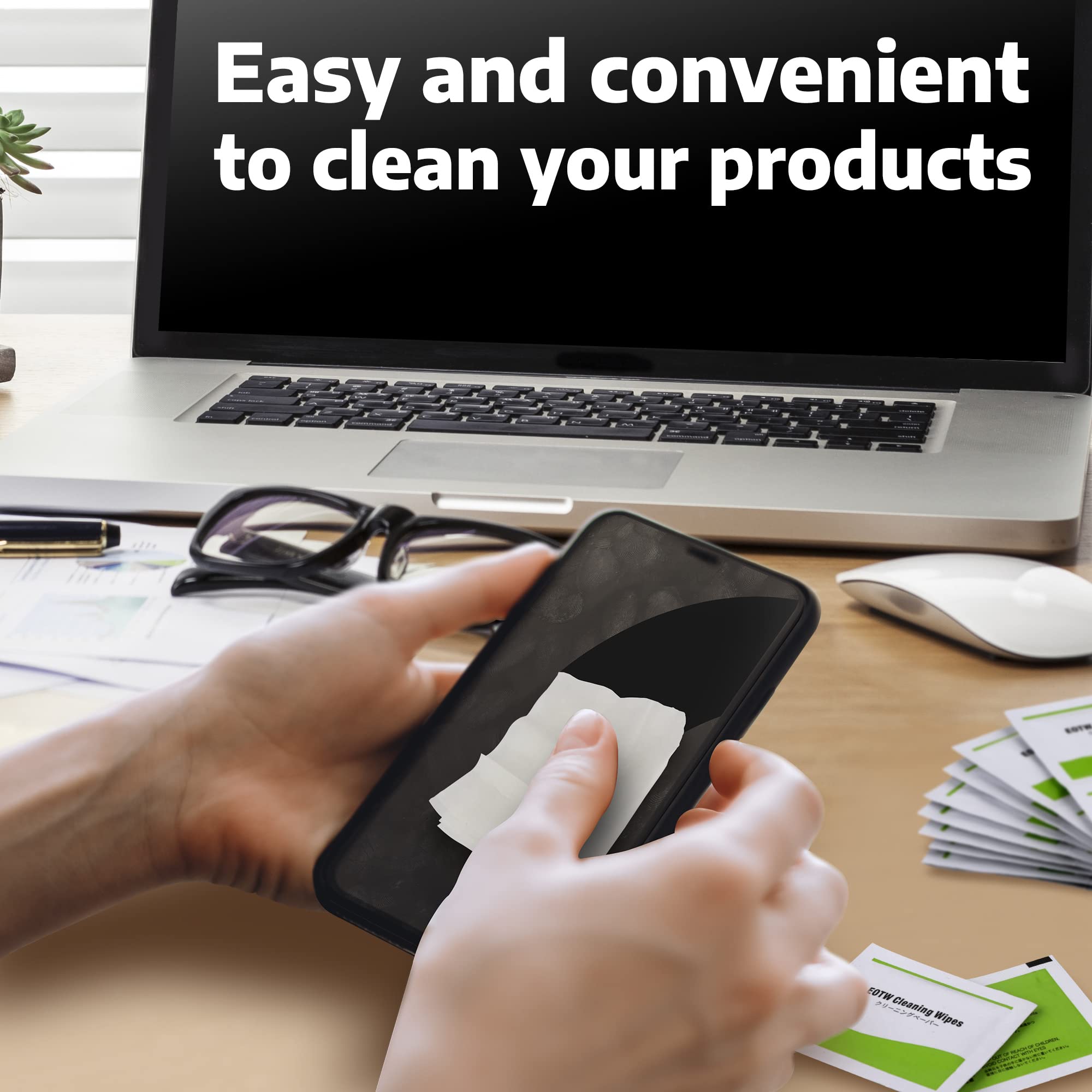 EOTW microfiber cloth included for gentle finishing after wiping.
