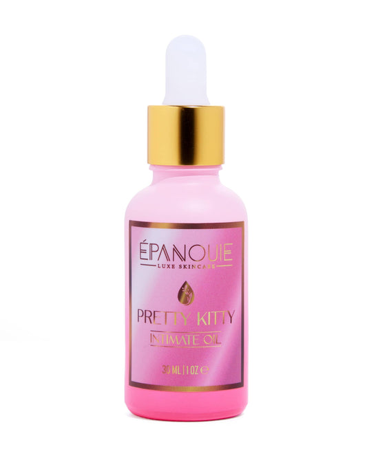 ÉPANOUIE Epanouie Skin intimate serum bottle closeup showing lightweight hydration for delicate bikini-area skin