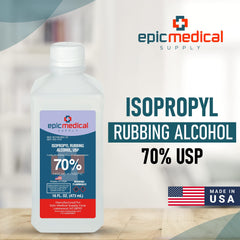 Label close-up showing USP-grade quality on Epic Medical Supply bottle
