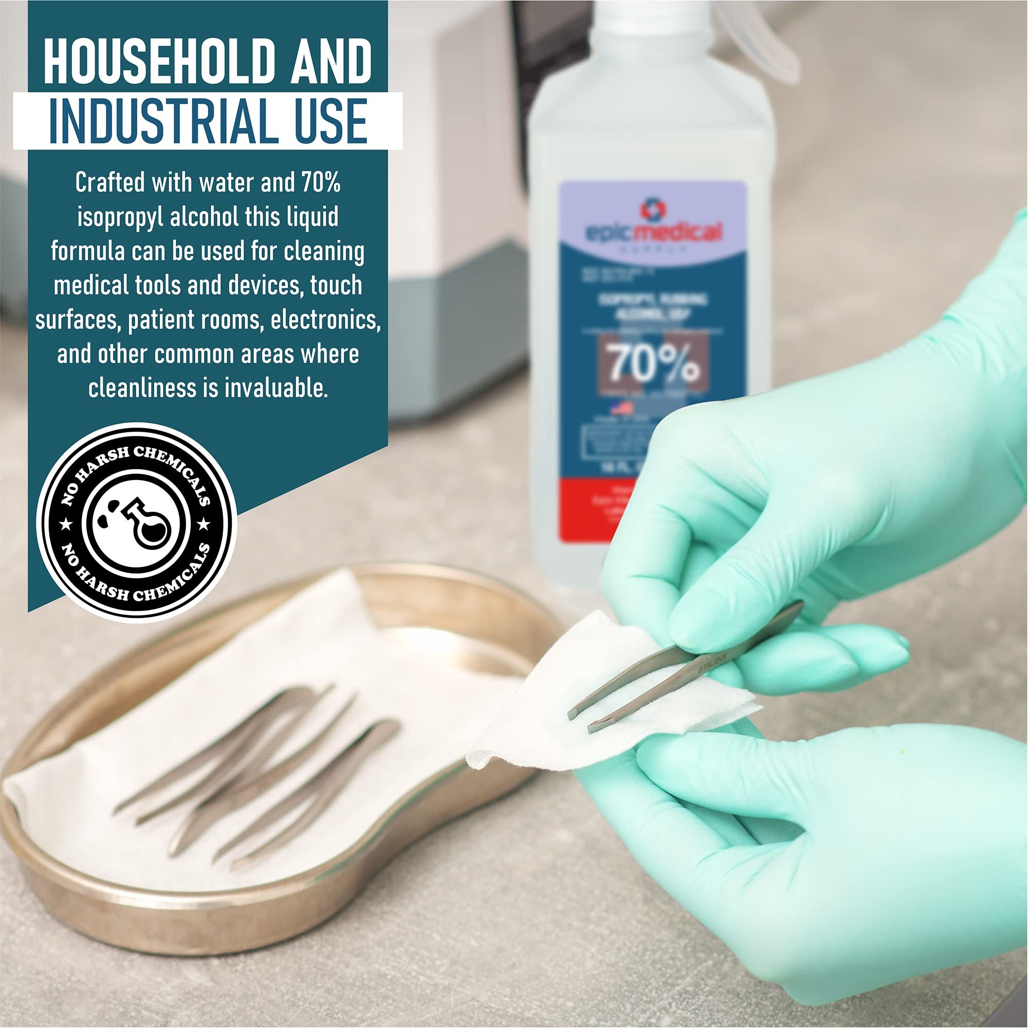 Minor wound care with Epic Medical Supply isopropyl alcohol application