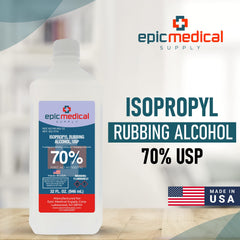 Epic Medical Supply isopropyl alcohol bottle pour for quick sanitizing and wound care.