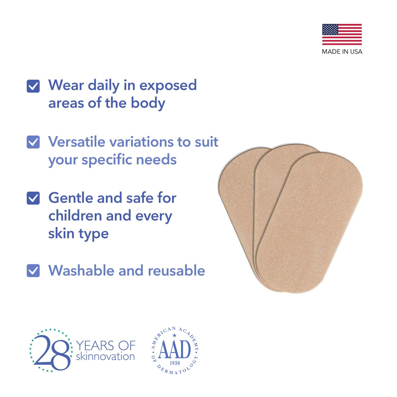 EpiDerm easy-use split liner with peel here enables quick application.