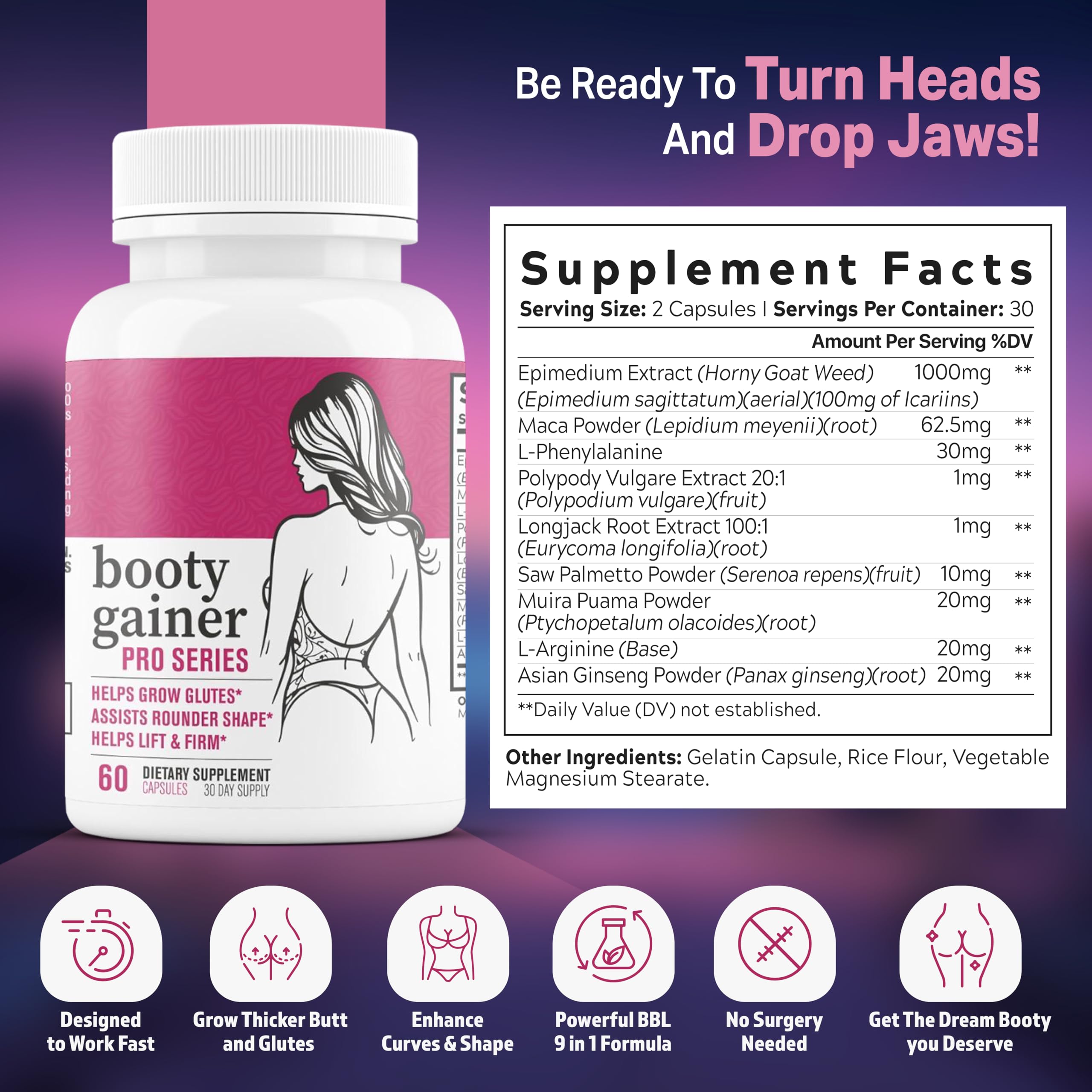 EPN Booty Gainer Pro Series capsules close-up for easy daily use.