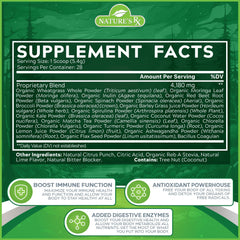 Nature's RX greens and reds serving spoon showing convenient daily servings.