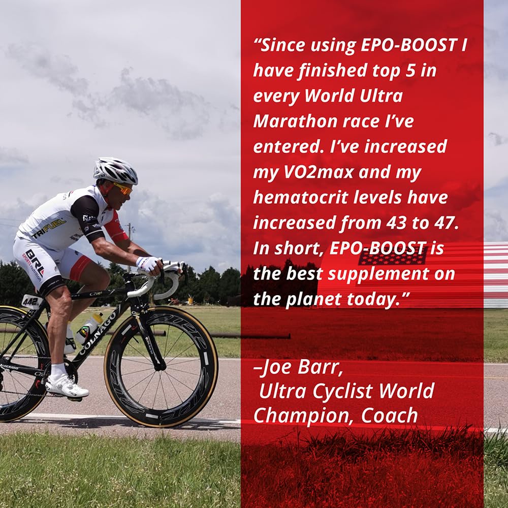 EPO-Boost bottle in use demonstrates VO2 max and energy support.
