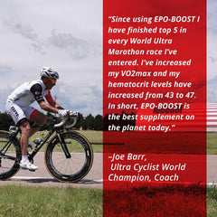 EPO-Boost bottle in use demonstrates VO2 max and energy support.